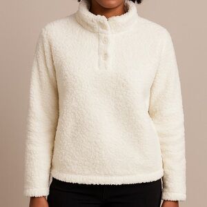 Purple Soft Fuzzy Pullover Sherpa Fleece Sweatshirt